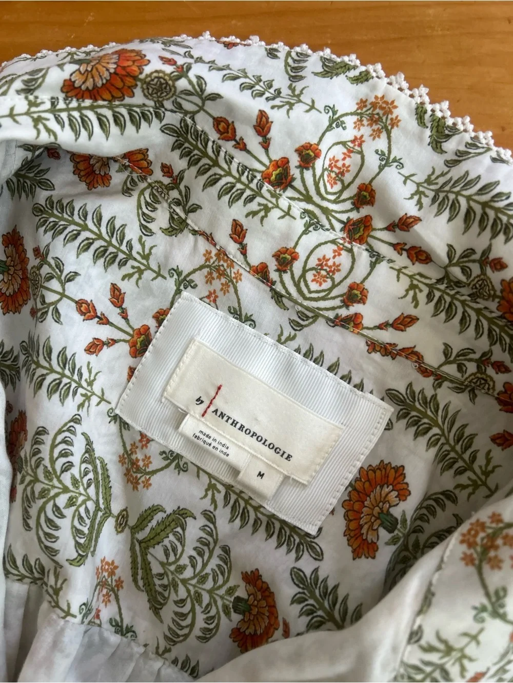 Anthropologie Button Down Eleanora Maxi Shirt Dress Botanical Motif silk medium - Picture 8 of 11
